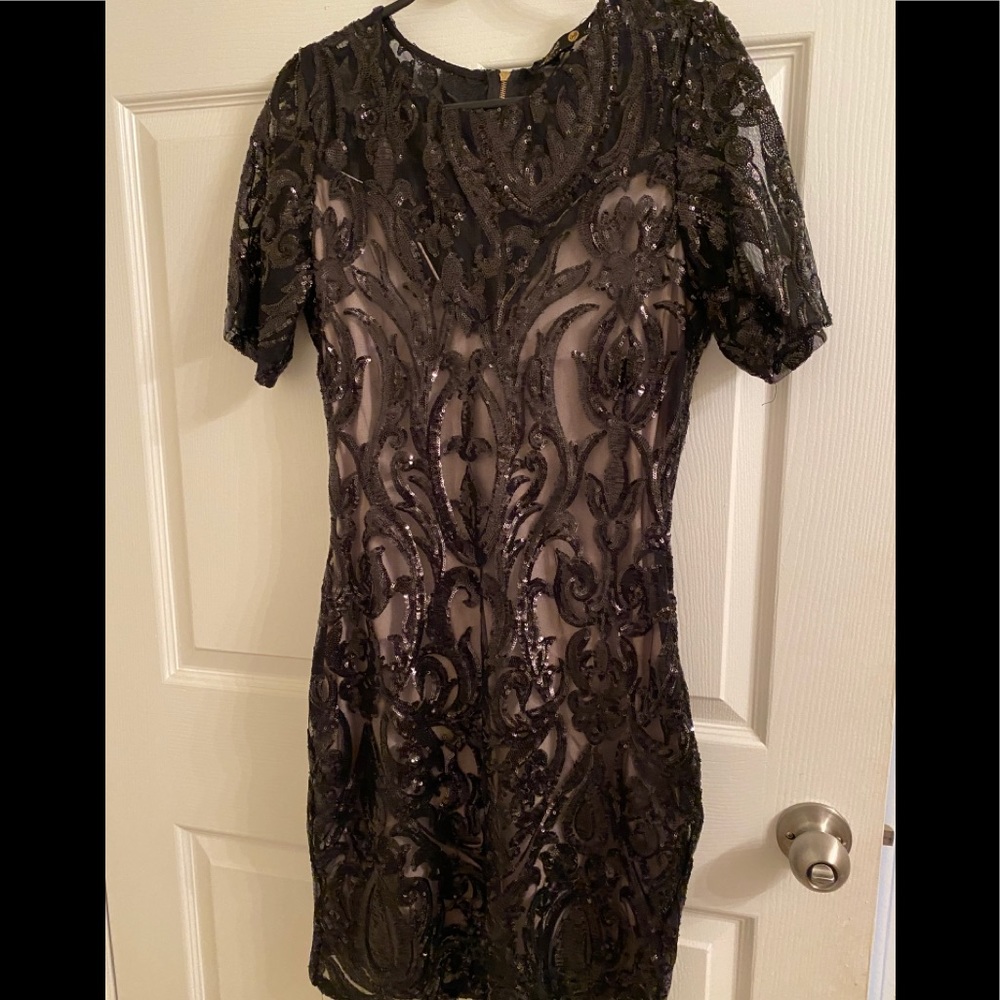 Black Sequin Mini Dress